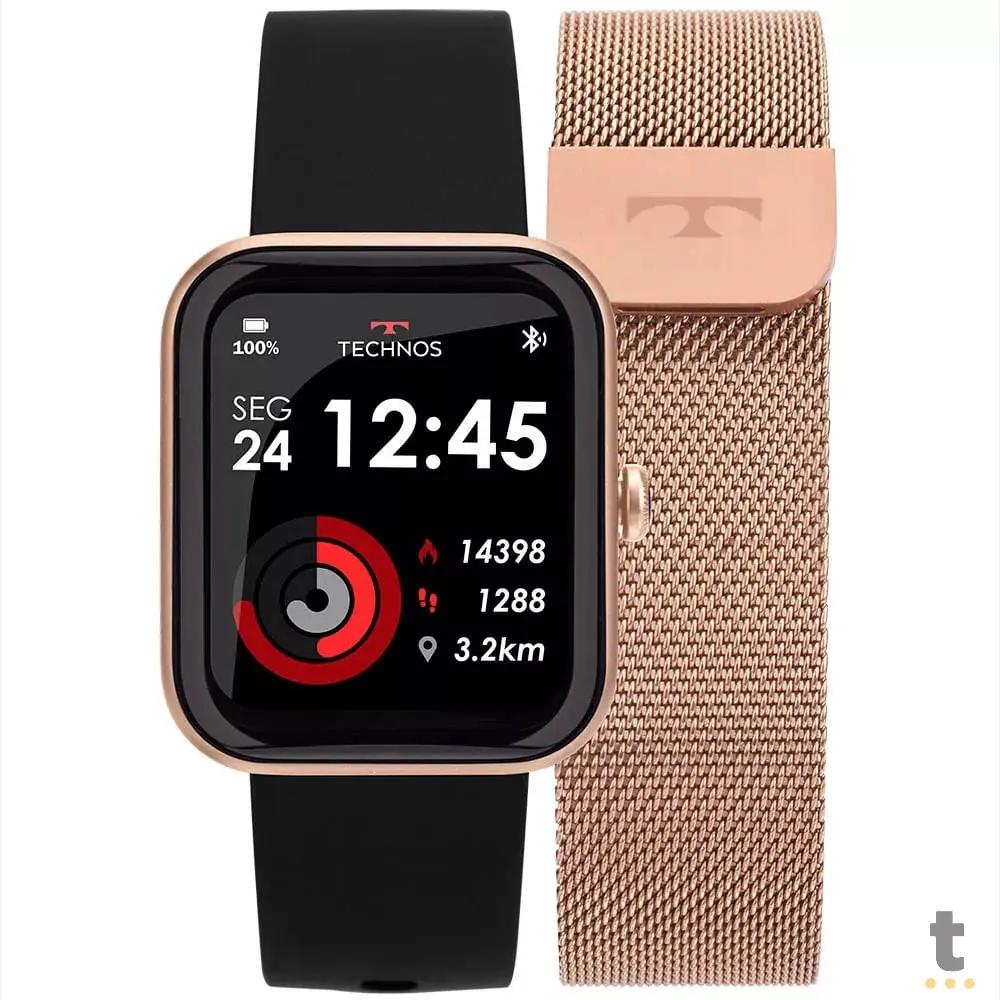 Relógio de Pulso SmartWatch Technos Connect Max C/ 2 Pulseiras Prata e Rosé - TMAXAC/5J Truedata